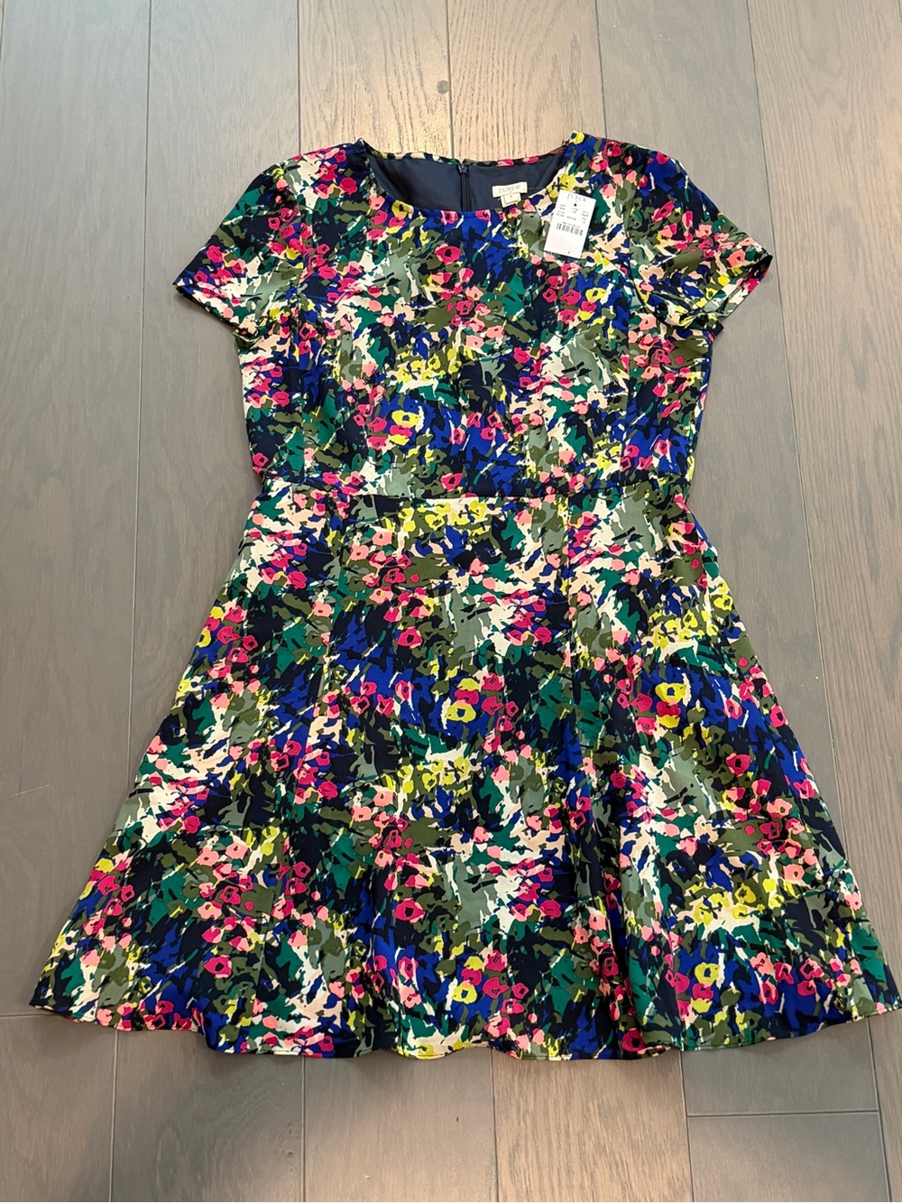 NWT J Crew Floral Fit & Flare Dress Sz 12